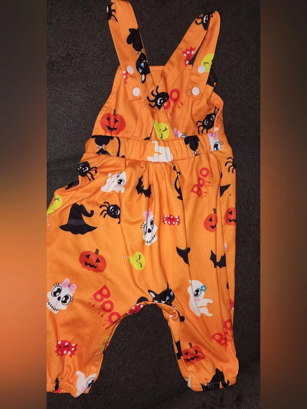 Halloween Romper Orange Baby 3/6 months Pre-owned skull bat spider